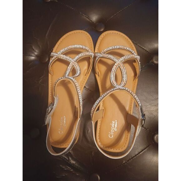 Cupcake Couture Silver Bling Alice Braided Strap Sandals . SZ 3M - Picture 3 of 6